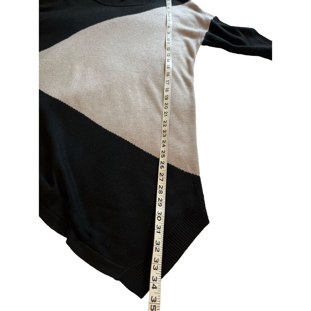 joan vass black and tan color block asymmetrical knit sweater - M - Picture 7 of 9